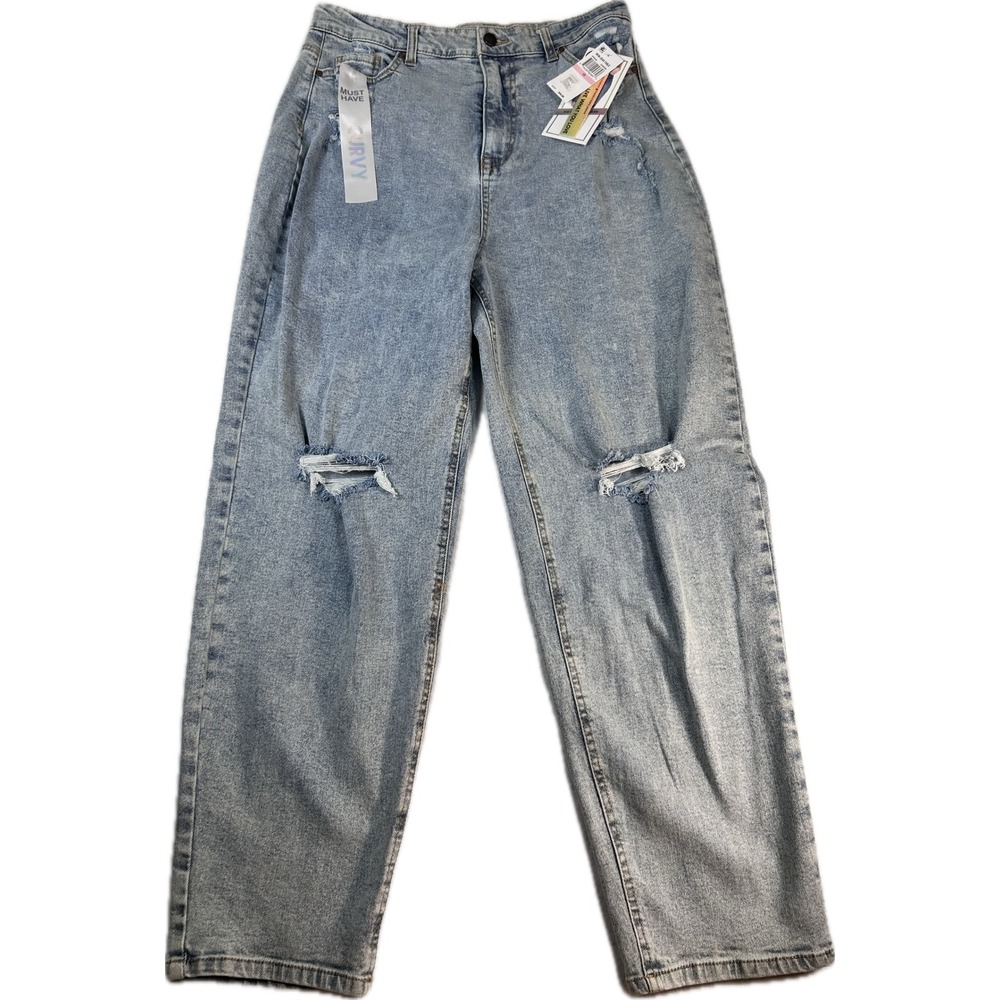 Tinseltown The Loose Mom Jean Fleetwood Wash Distressed Curvy High Rise Size 13